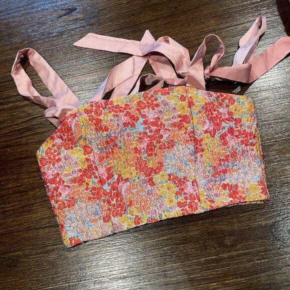 NWT Lulus XS Ellarina Pink Floral Metallic Tie-Strap Two-Piece Dress Midi Maxi - Picture 8 of 16